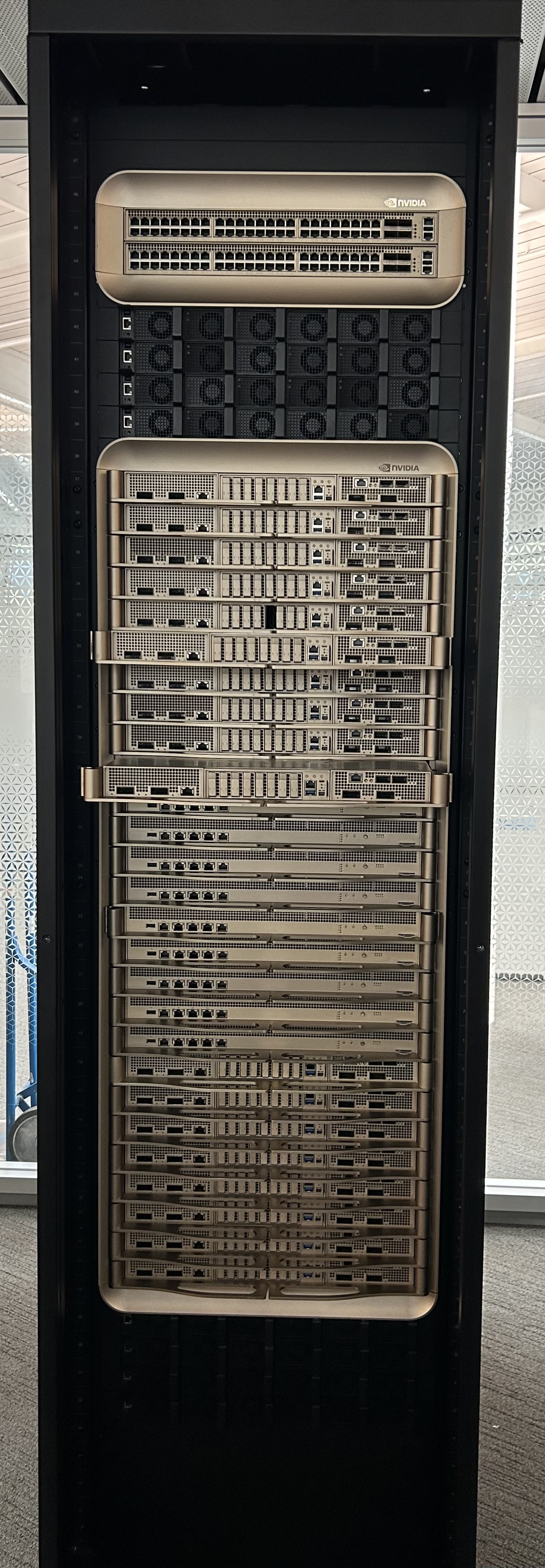 Nvidia DGX GB200 rack system on display